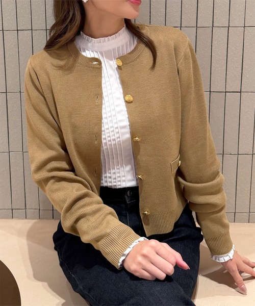 KOBE LETTUCE（コウベレタス）の「[ 岡部あゆみさんコラボ ] 金ボタンニットカーディガン（カーディガン/ボレロ・レディース・ブラック系その他/ブラック/オフホワイト/キャメル/ブラウン系・M）」の14枚目の写真