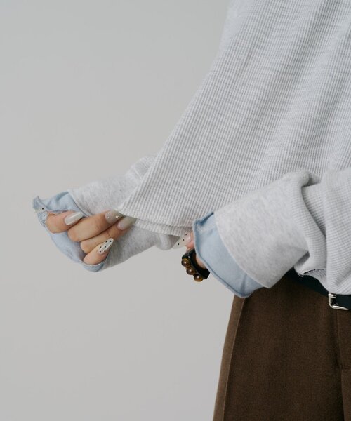 goocy(グーシー)の「【DISCUS】ワッフルヘンリーフーディ(Tシャツ/カットソー・レディース・ホワイト/パープル/ブラック・MEDIUM/LARGE)」の4枚目の写真