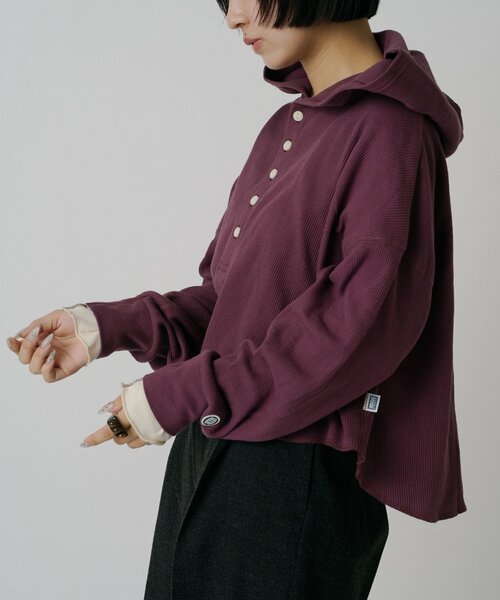 goocy(グーシー)の「【DISCUS】ワッフルヘンリーフーディ(Tシャツ/カットソー・レディース・ホワイト/パープル/ブラック・MEDIUM/LARGE)」の20枚目の写真