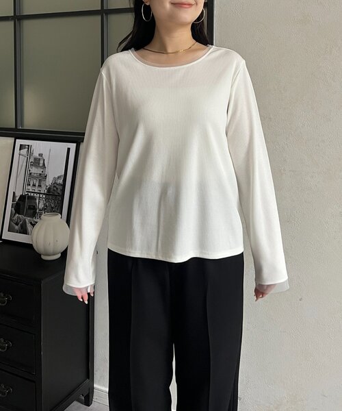 prose verse(プロズヴェール)の「チュールトリムリブロンT(Tシャツ/カットソー・レディース・アイボリー/ピンク/ブラック/オフホワイト/ブラック系その他・LARGE/MEDIUM)」の11枚目の写真
