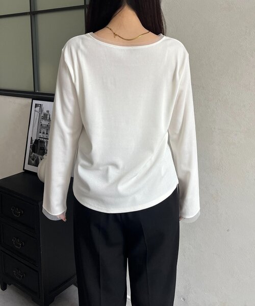 prose verse(プロズヴェール)の「チュールトリムリブロンT(Tシャツ/カットソー・レディース・アイボリー/ピンク/ブラック/オフホワイト/ブラック系その他・LARGE/MEDIUM)」の13枚目の写真