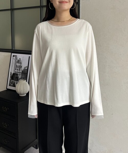 prose verse(プロズヴェール)の「チュールトリムリブロンT(Tシャツ/カットソー・レディース・アイボリー/ピンク/ブラック/オフホワイト/ブラック系その他・LARGE/MEDIUM)」の14枚目の写真