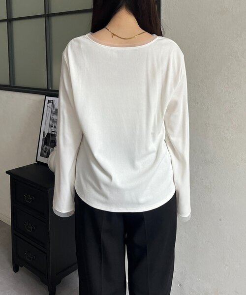 prose verse(プロズヴェール)の「チュールトリムリブロンT(Tシャツ/カットソー・レディース・アイボリー/ピンク/ブラック/オフホワイト/ブラック系その他・LARGE/MEDIUM)」の16枚目の写真