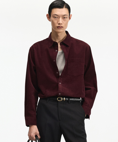 TNGT(ティーエヌジーティー)の「Comfort Corduroy Shirt (Burgundy) TNSH6F103D2(シャツ/ブラウス・メンズ・その他・100/105/95)」の1枚目の写真