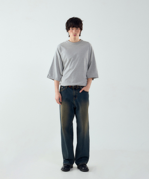 FORTYFOUR（フォーティフォー）の「[M] ナチュラルウォッシングストレートデニム（デニムパンツ・メンズ・スカイブルー/ダークグレー/インディゴブルー/ダークブルー/ライトブルー・SMALL/MEDIUM/LARGE）」の14枚目の写真