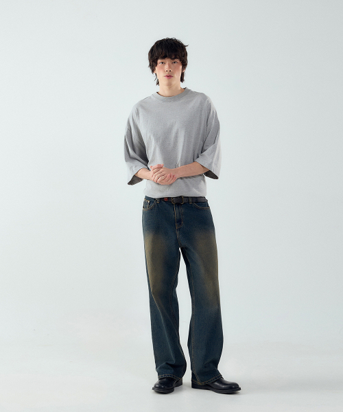 FORTYFOUR（フォーティフォー）の「[M] ナチュラルウォッシングストレートデニム（デニムパンツ・メンズ・スカイブルー/ダークグレー/インディゴブルー/ダークブルー/ライトブルー・SMALL/MEDIUM/LARGE）」の11枚目の写真