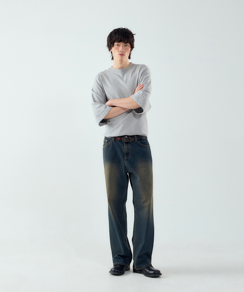 FORTYFOUR（フォーティフォー）の「[M] ナチュラルウォッシングストレートデニム（デニムパンツ・メンズ・スカイブルー/ダークグレー/インディゴブルー/ダークブルー/ライトブルー・SMALL/MEDIUM/LARGE）」の10枚目の写真