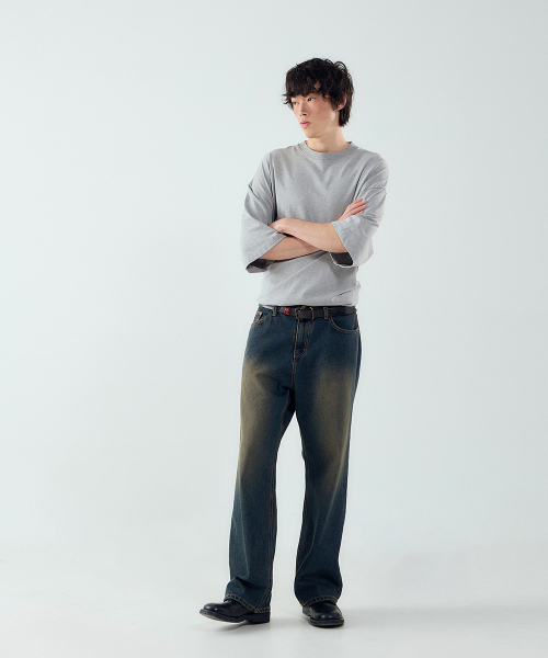 FORTYFOUR（フォーティフォー）の「[M] ナチュラルウォッシングストレートデニム（デニムパンツ・メンズ・スカイブルー/ダークグレー/インディゴブルー/ダークブルー/ライトブルー・SMALL/MEDIUM/LARGE）」の9枚目の写真