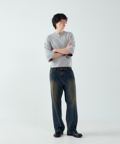 FORTYFOUR（フォーティフォー）の「[M] ナチュラルウォッシングストレートデニム（デニムパンツ・メンズ・スカイブルー/ダークグレー/インディゴブルー/ダークブルー/ライトブルー・SMALL/MEDIUM/LARGE）」の8枚目の写真