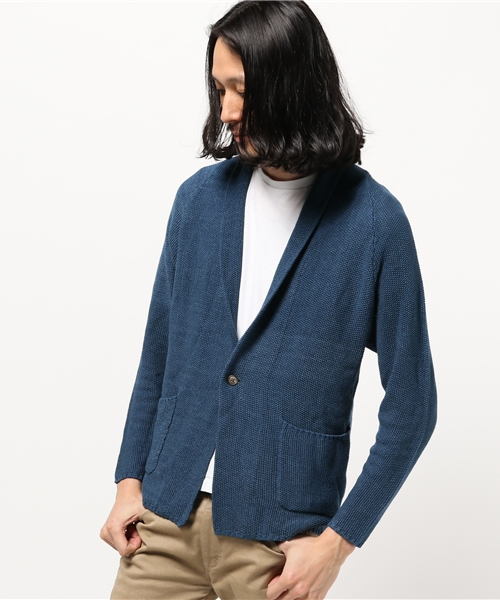 URBAN RESEARCH(アーバンリサーチ)の「UR IndLikeニットショールカーディガン(カーディガン/ボレロ・メンズ・インディゴブルー/ライトインディゴブルー・LARGE/MEDIUM)」の1枚目の写真