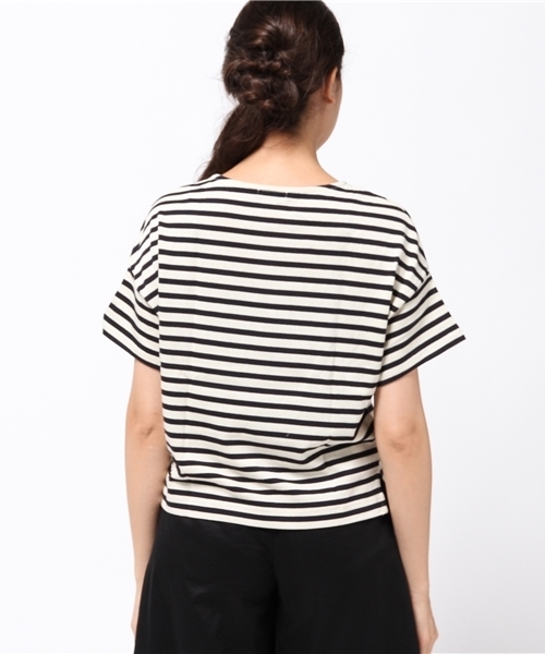 earth music&ecology（アースミュージックアンドエコロジー）の「【2016Autumn】ボーダードロップショルダーＴシャツ（Tシャツ/カットソー・レディース・アイボリー/杢グレー/キャメル/カーキ・FREE）」の7枚目の写真