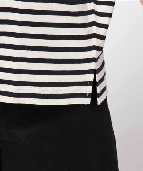 earth music&ecology（アースミュージックアンドエコロジー）の「【2016Autumn】ボーダードロップショルダーＴシャツ（Tシャツ/カットソー・レディース・アイボリー/杢グレー/キャメル/カーキ・FREE）」の10枚目の写真