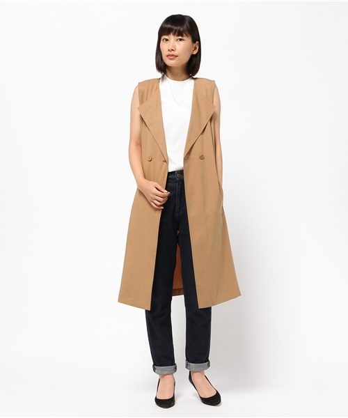 NATURAL BEAUTY BASIC（ナチュラルビューティーベーシック）の「ジレンチ（トレンチコート・レディース・ダークベージュ/ブラック・MEDIUM）」の8枚目の写真
