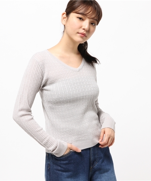 N.（N. Natural Beauty Basic）（エヌエヌナチュラルビューティーベーシック）の「ミニケーブルニット（ニット/セーター・レディース・グレー/ホワイト/カーキ/ネイビー・MEDIUM）」の13枚目の写真