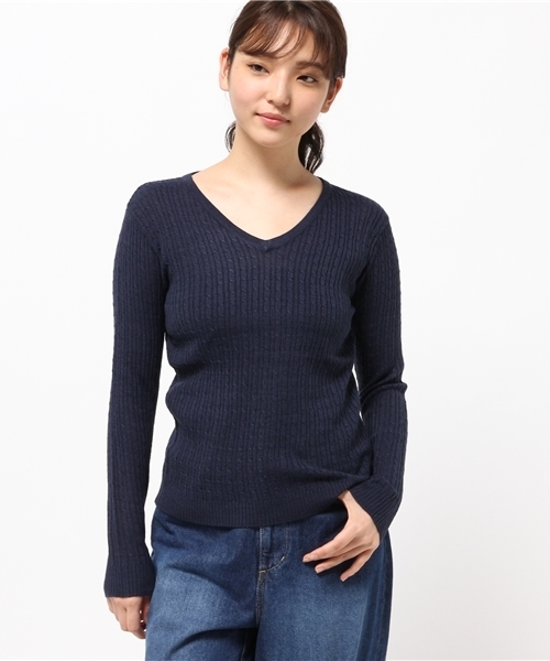 N.（N. Natural Beauty Basic）（エヌエヌナチュラルビューティーベーシック）の「ミニケーブルニット（ニット/セーター・レディース・グレー/ホワイト/カーキ/ネイビー・MEDIUM）」の4枚目の写真