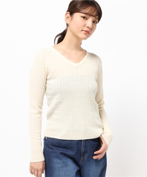 N.（N. Natural Beauty Basic）（エヌエヌナチュラルビューティーベーシック）の「ミニケーブルニット（ニット/セーター・レディース・グレー/ホワイト/カーキ/ネイビー・MEDIUM）」の2枚目の写真