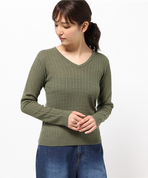 N.（N. Natural Beauty Basic）（エヌエヌナチュラルビューティーベーシック）の「ミニケーブルニット（ニット/セーター・レディース・グレー/ホワイト/カーキ/ネイビー・MEDIUM）」の3枚目の写真