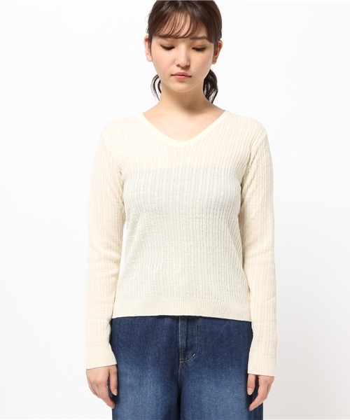 N.（N. Natural Beauty Basic）（エヌエヌナチュラルビューティーベーシック）の「ミニケーブルニット（ニット/セーター・レディース・グレー/ホワイト/カーキ/ネイビー・MEDIUM）」の6枚目の写真