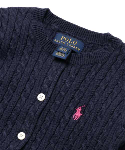 POLO RALPH LAUREN CHILDRENSWEAR（ポロ ラルフ ローレン チルドレンズウェア）の「ケーブルニット コットン カーディガン（カーディガン/ボレロ・キッズ・ネイビー/ホワイト/ピンク・3T/4T）」の6枚目の写真