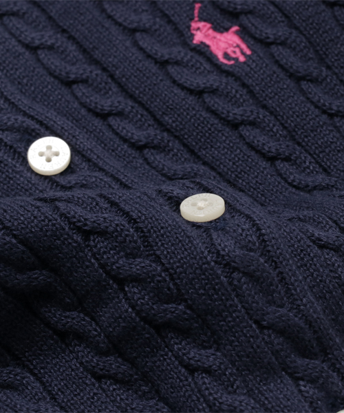 POLO RALPH LAUREN CHILDRENSWEAR（ポロ ラルフ ローレン チルドレンズウェア）の「ケーブルニット コットン カーディガン（カーディガン/ボレロ・キッズ・ネイビー/ホワイト/ピンク・3T/4T）」の8枚目の写真