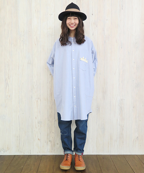 Ne-net（ネネット）の「S ねこリボンオックス（ワンピース・レディース・ブルー/ホワイト・02）」の2枚目の写真