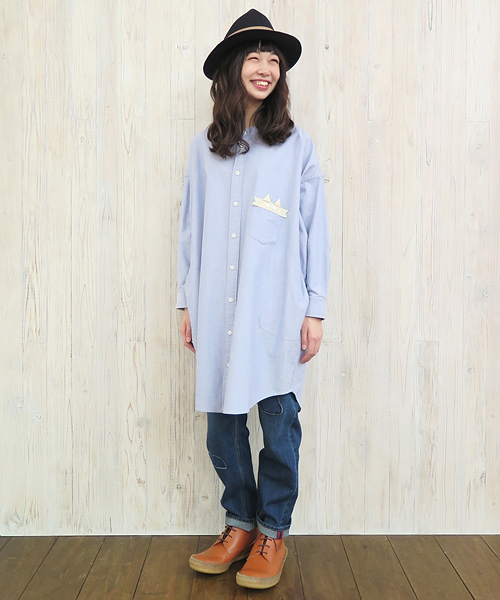 Ne-net（ネネット）の「S ねこリボンオックス（ワンピース・レディース・ブルー/ホワイト・02）」の4枚目の写真