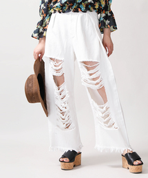 WEGO/タックヘビークラッシュワイドパンツ