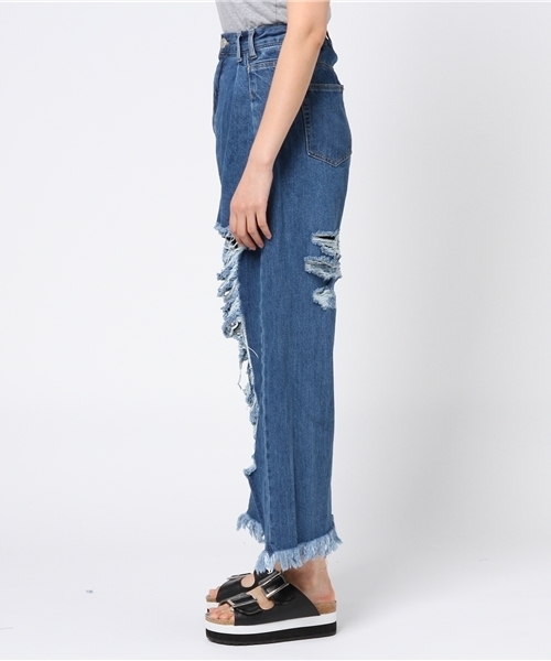 WEGO（ウィゴー）の「WEGO/タックヘビークラッシュワイドパンツ（デニムパンツ・レディース・インディゴブルー/ライトインディゴブルー/ライトピンク/ホワイト・FREE）」の16枚目の写真