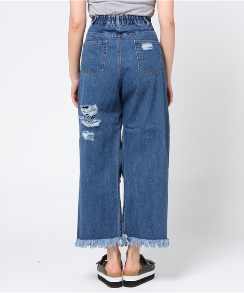 WEGO（ウィゴー）の「WEGO/タックヘビークラッシュワイドパンツ（デニムパンツ・レディース・インディゴブルー/ライトインディゴブルー/ライトピンク/ホワイト・FREE）」の17枚目の写真