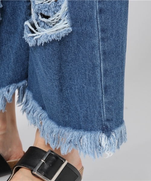 WEGO（ウィゴー）の「WEGO/タックヘビークラッシュワイドパンツ（デニムパンツ・レディース・インディゴブルー/ライトインディゴブルー/ライトピンク/ホワイト・FREE）」の9枚目の写真