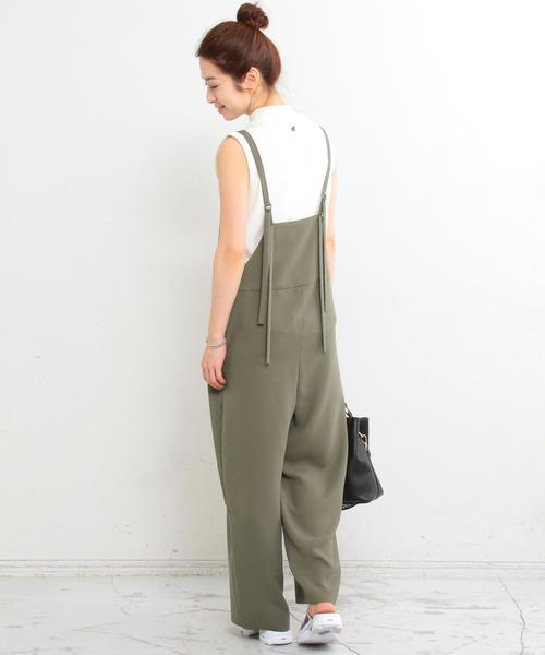 BEAUTY&YOUTH UNITED ARROWS（ビューティーアンドユースユナイテッドアローズ）の「BY∴ ジョーゼットサロペット -手洗い可能- ◆（サロペット/オーバーオール・レディース・オリーブ/ブラック・SMALL/MEDIUM）」の12枚目の写真
