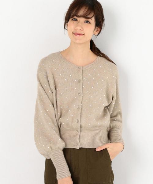 Another Edition(アナザーエディション)の「メタルドットカーディガン(カーディガン/ボレロ・レディース・ベージュ/ネイビー・FREE)」の1枚目の写真