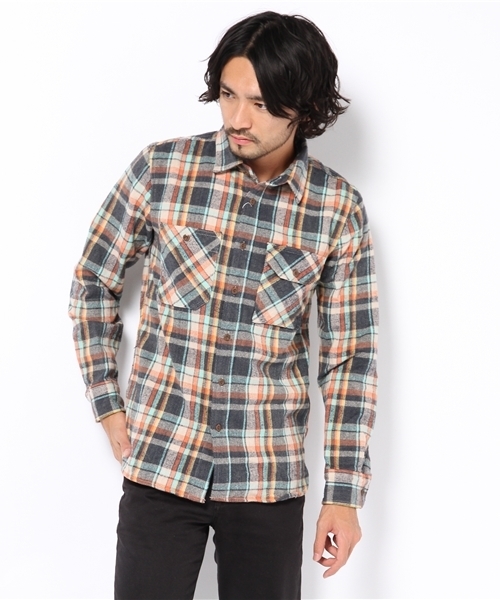 Denime(ドゥニーム)の「チェックワークシャツ(シャツ/ブラウス・メンズ・ブラウン/アイボリー/グリーン/ネイビー/イエロー/レッド/オレンジ・MEDIUM/LARGE)」の3枚目の写真