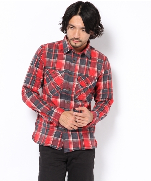 Denime(ドゥニーム)の「チェックワークシャツ(シャツ/ブラウス・メンズ・ブラウン/アイボリー/グリーン/ネイビー/イエロー/レッド/オレンジ・MEDIUM/LARGE)」の5枚目の写真