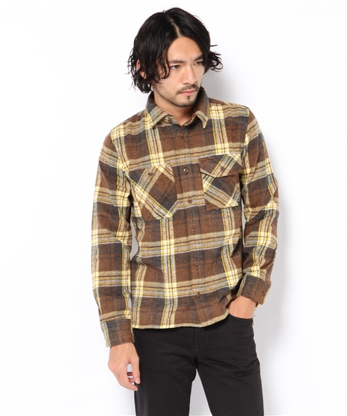 Denime(ドゥニーム)の「チェックワークシャツ(シャツ/ブラウス・メンズ・ブラウン/アイボリー/グリーン/ネイビー/イエロー/レッド/オレンジ・MEDIUM/LARGE)」の2枚目の写真