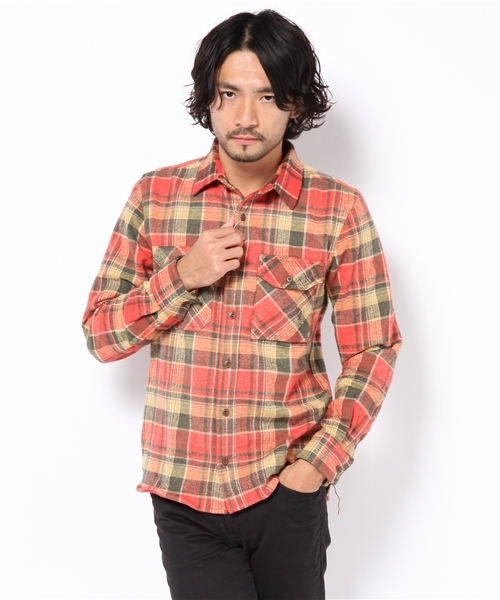 Denime(ドゥニーム)の「チェックワークシャツ(シャツ/ブラウス・メンズ・ブラウン/アイボリー/グリーン/ネイビー/イエロー/レッド/オレンジ・MEDIUM/LARGE)」の7枚目の写真