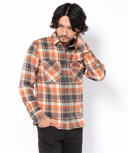 Denime(ドゥニーム)の「チェックワークシャツ(シャツ/ブラウス・メンズ・ブラウン/アイボリー/グリーン/ネイビー/イエロー/レッド/オレンジ・MEDIUM/LARGE)」の1枚目の写真