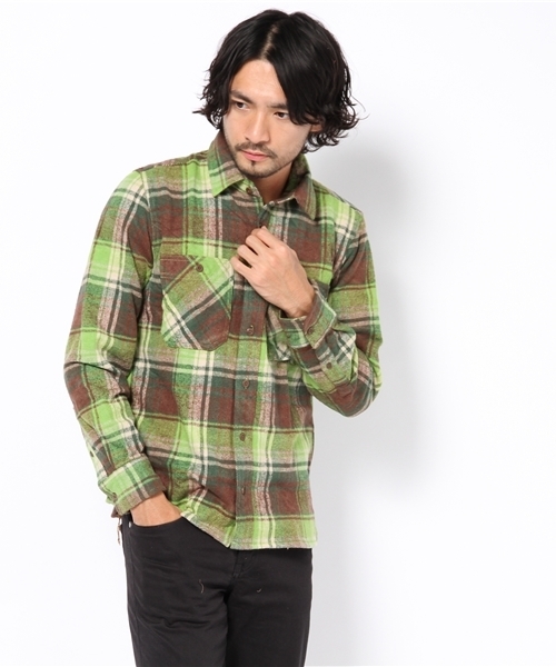 Denime(ドゥニーム)の「チェックワークシャツ(シャツ/ブラウス・メンズ・ブラウン/アイボリー/グリーン/ネイビー/イエロー/レッド/オレンジ・MEDIUM/LARGE)」の4枚目の写真