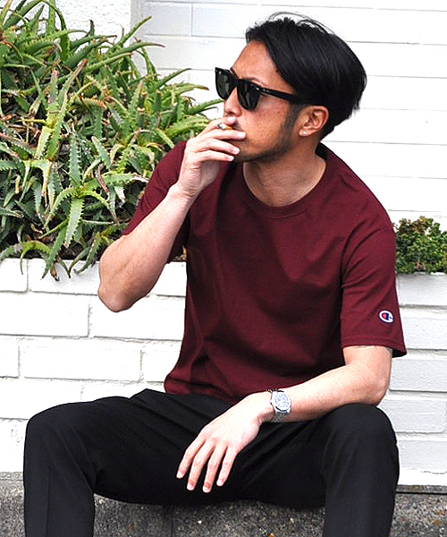 Champion(チャンピオン)の「チャンピオン/Championクルーネック無地半袖Tシャツ(Tシャツ/カットソー・メンズ・ホワイト/チャコールグレー/ブラック/ダークグリーン/ネイビー/マスタード/杢グレー/マルーン・SMALL/MEDIUM/LARGE/X-LARGE)」の8枚目の写真