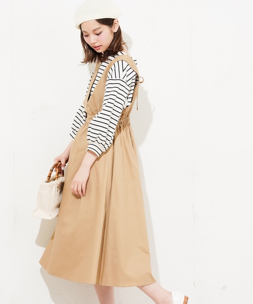 natural couture（ナチュラルクチュール）の「Ｖネックジャンスカ（ワンピース・レディース・ベージュ/ブラック・FREE）」の11枚目の写真