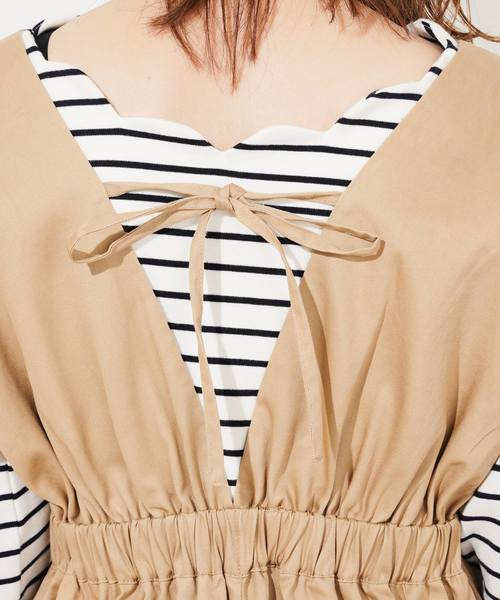 natural couture（ナチュラルクチュール）の「Ｖネックジャンスカ（ワンピース・レディース・ベージュ/ブラック・FREE）」の16枚目の写真