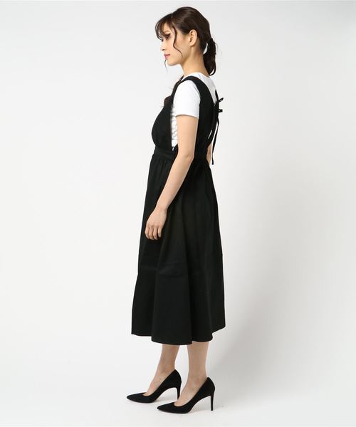 natural couture（ナチュラルクチュール）の「Ｖネックジャンスカ（ワンピース・レディース・ベージュ/ブラック・FREE）」の3枚目の写真