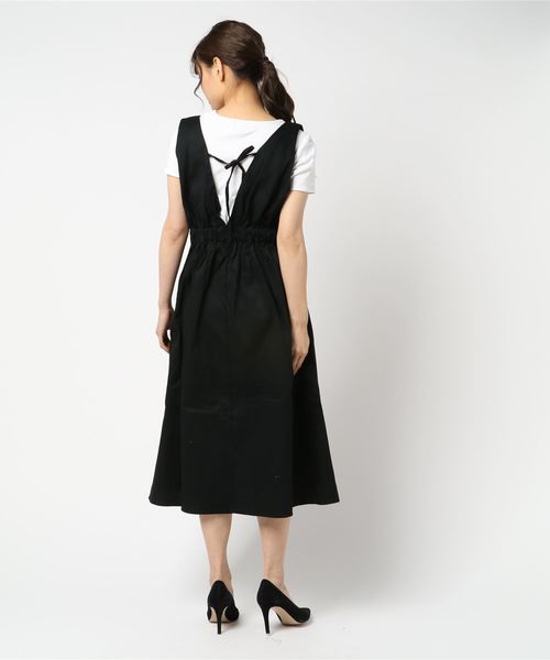 natural couture（ナチュラルクチュール）の「Ｖネックジャンスカ（ワンピース・レディース・ベージュ/ブラック・FREE）」の4枚目の写真