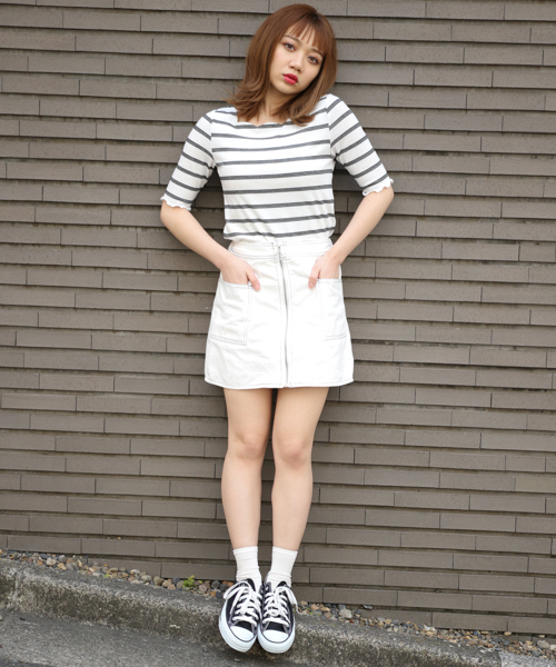 apres jour（アプレジュール）の「配色ステッチスカート【ZOZOTOWN限定アイテム】（スカート・レディース・ブラック/オフホワイト・フリー）」の17枚目の写真