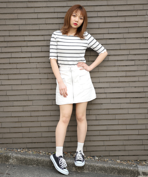 apres jour（アプレジュール）の「配色ステッチスカート【ZOZOTOWN限定アイテム】（スカート・レディース・ブラック/オフホワイト・フリー）」の19枚目の写真