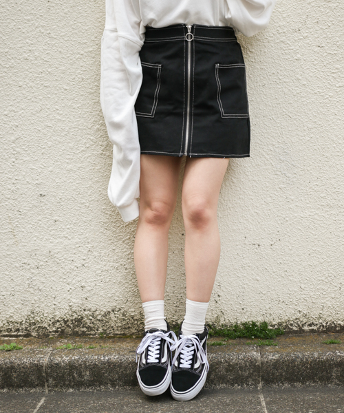 apres jour（アプレジュール）の「配色ステッチスカート【ZOZOTOWN限定アイテム】（スカート・レディース・ブラック/オフホワイト・フリー）」の10枚目の写真