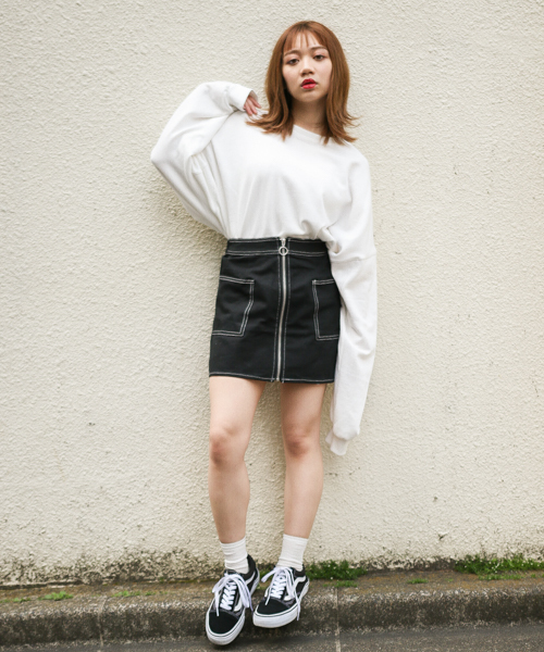 apres jour（アプレジュール）の「配色ステッチスカート【ZOZOTOWN限定アイテム】（スカート・レディース・ブラック/オフホワイト・フリー）」の12枚目の写真