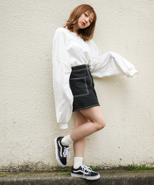 apres jour（アプレジュール）の「配色ステッチスカート【ZOZOTOWN限定アイテム】（スカート・レディース・ブラック/オフホワイト・フリー）」の13枚目の写真