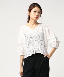earth music&ecology | ・レースタックボリューム袖ブラウス(シャツ/ブラウス)