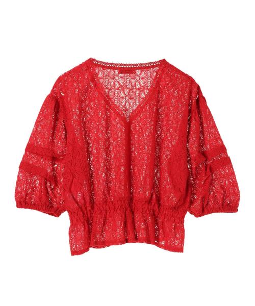 earth music&ecology（アースミュージックアンドエコロジー）の「・レースタックボリューム袖ブラウス ●（シャツ/ブラウス・レディース・ブラック/レッド/アイボリー・FREE）」の13枚目の写真